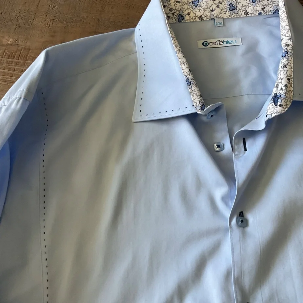 3XL cafe Bleu mans designer dress shirt - Picture 2 of 2